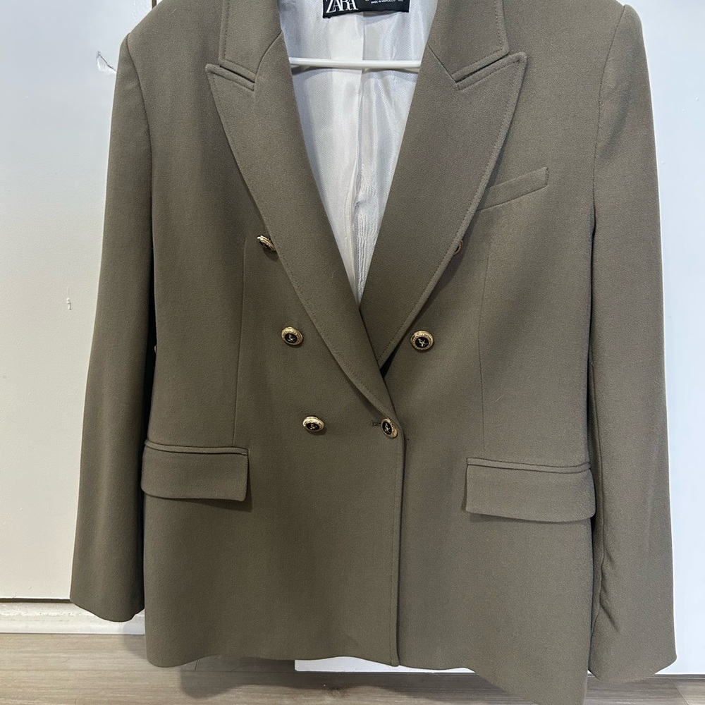 Zara Classic Button Blazer Olive